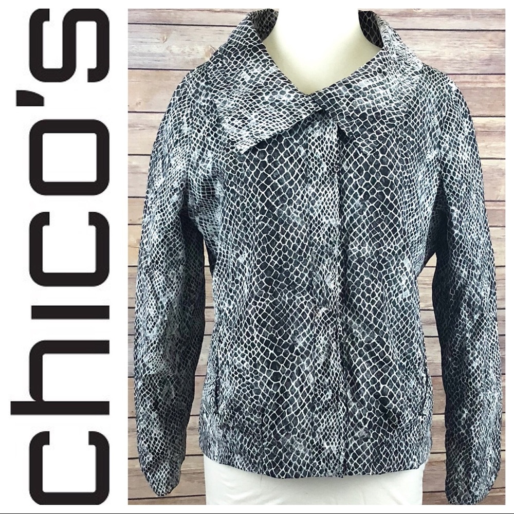Chico’s Snake Print Lined Lightweight Rain Jacket